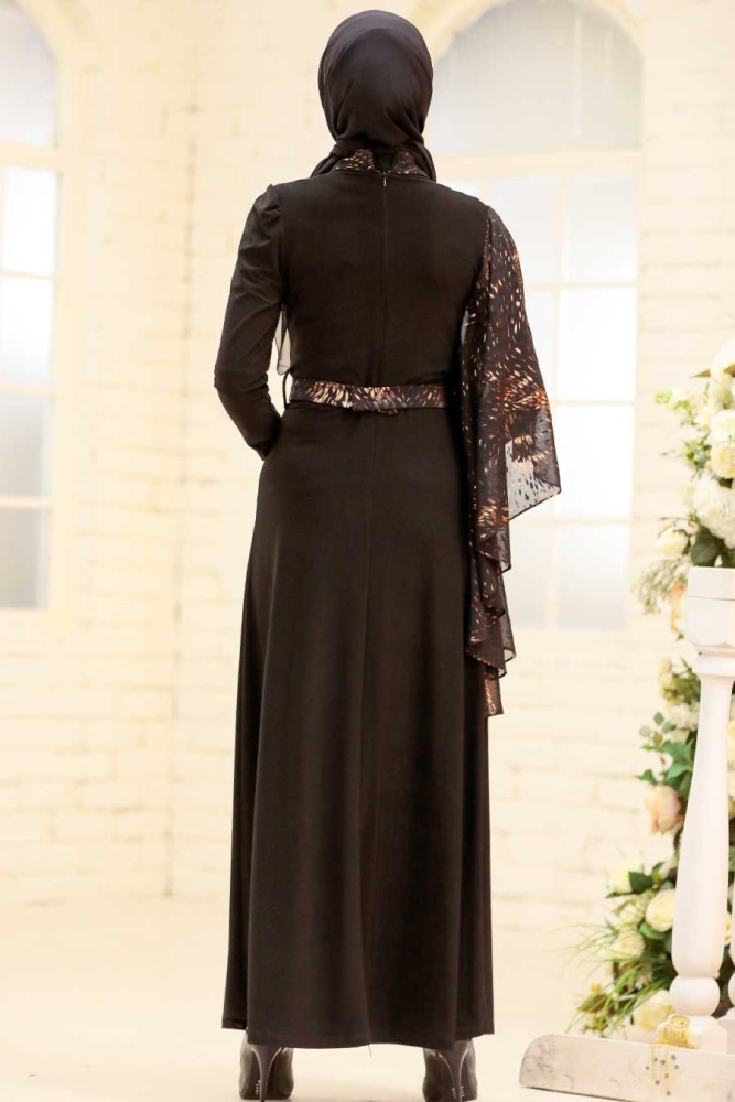 Tesettürlü Abiye Elbise - Robe de soirée islamique en or 32520GOLD - 4