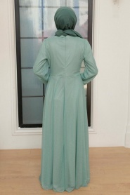 Tesettürlü Abiye Elbise - Robe de Soirée Islamique Menthe 50151MINT - Thumbnail