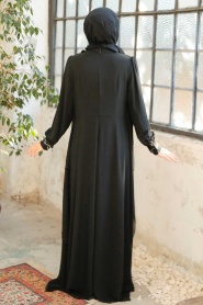 Tesettürlü Abiye Elbise - Robe de Soirée Islamique Noire 25765S - Thumbnail