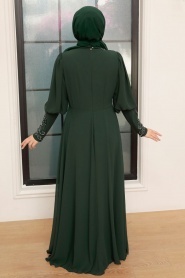Tesettürlü Abiye Elbise - Robe de Soirée Islamique Verte 25817Y - Thumbnail