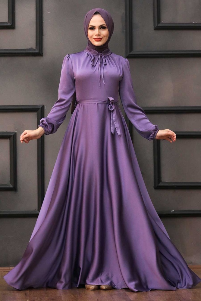 Tesettürlü Abiye Elbise - Robe de Soirée Lila Hijab 25130LILA - 1