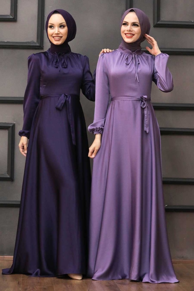 Tesettürlü Abiye Elbise - Robe de Soirée Lila Hijab 25130LILA - 3