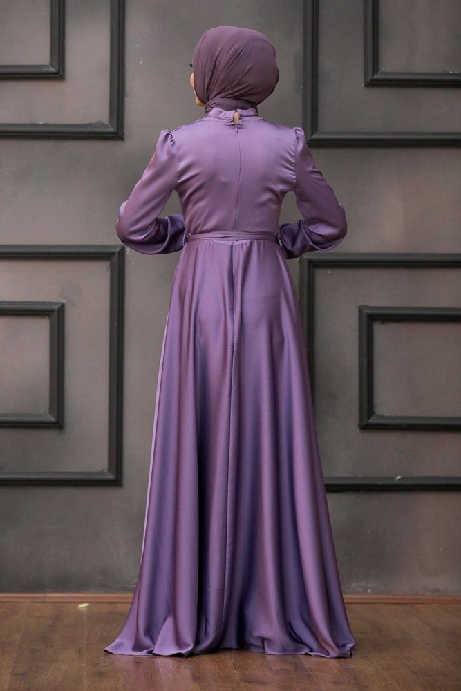 Tesettürlü Abiye Elbise - Robe de Soirée Lila Hijab 25130LILA - 4
