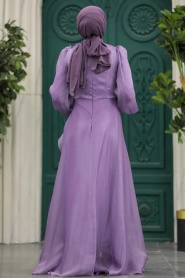 Tesettürlü Abiye Elbise - Robe de soirée lilas vêtements islamiques 22321LILA - Thumbnail