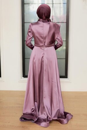 Tesettürlü Abiye Elbise - Robe de soirée lilas vêtements islamiques 22441LILA - Thumbnail