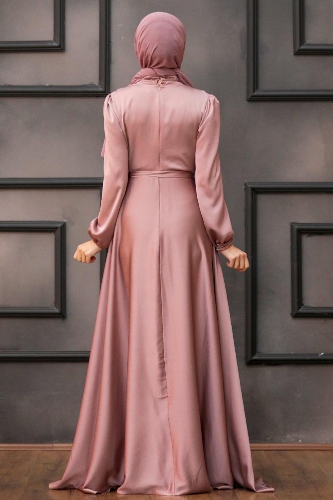 Tesettürlü Abiye Elbise -Robe de soirée Powder Hijab 25130PD - 3