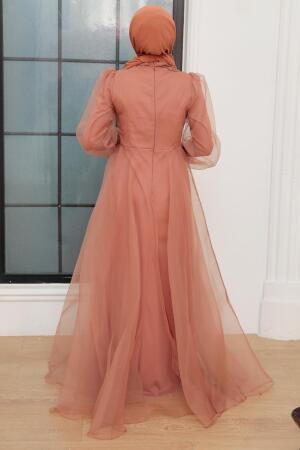 Tesettürlü Abiye Elbise - Robe de soirée Taba Hijab 22540TB - 3