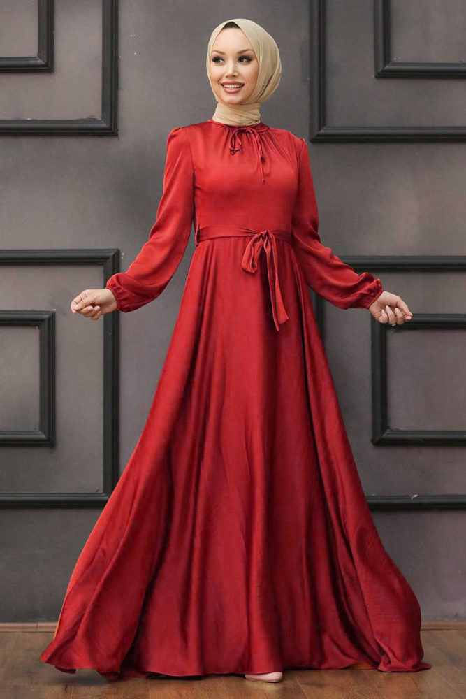 Tesettürlü Abiye Elbise -Robe de soirée Tile Hijab 25130KRMT - 1