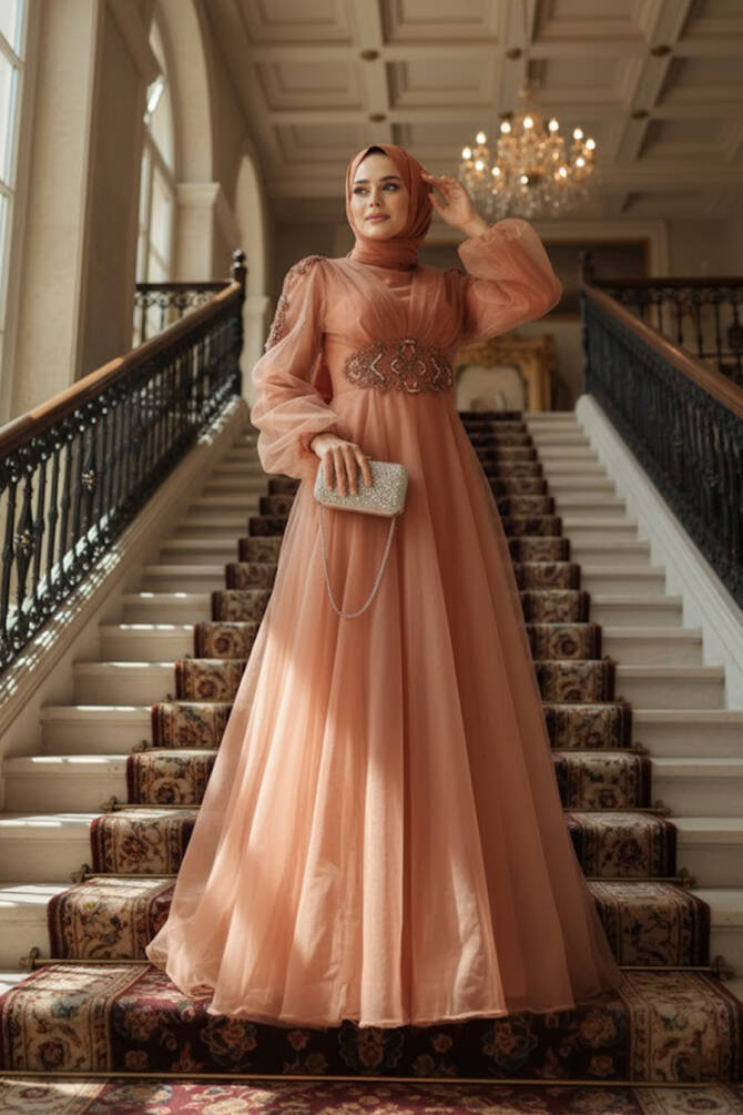 Tesettürlü Abiye Elbise - Tuile Hijab Robe de Soirée 2249KRMT - 1