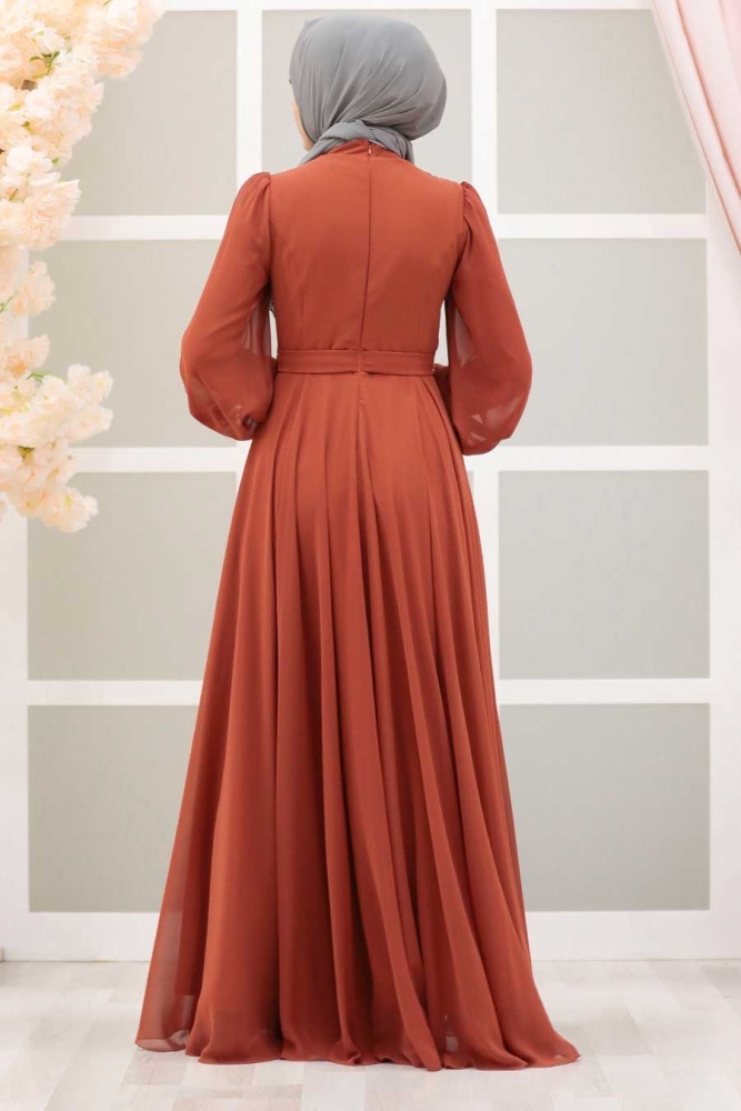 Tesettürlü Abiye Elbise - Tuile Islamique Vêtements Robe De Soirée 22040KRMT - 6
