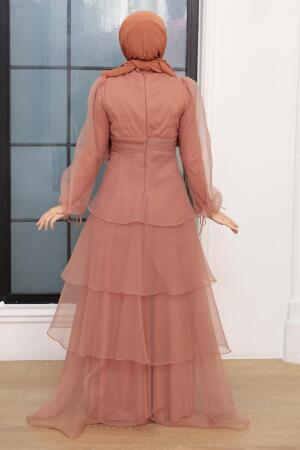 Tesettürlü Abiye Elbise - Tuile Islamique Vêtements Robe de Soirée 22480KRMT - 3