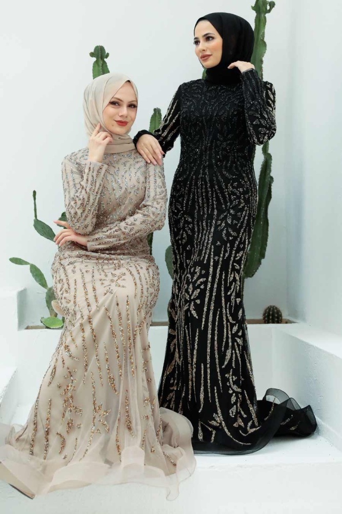 Tesettürlü Abiye Elbise - Vison Vêtements Islamiques Robe de Soirée 820V - 3
