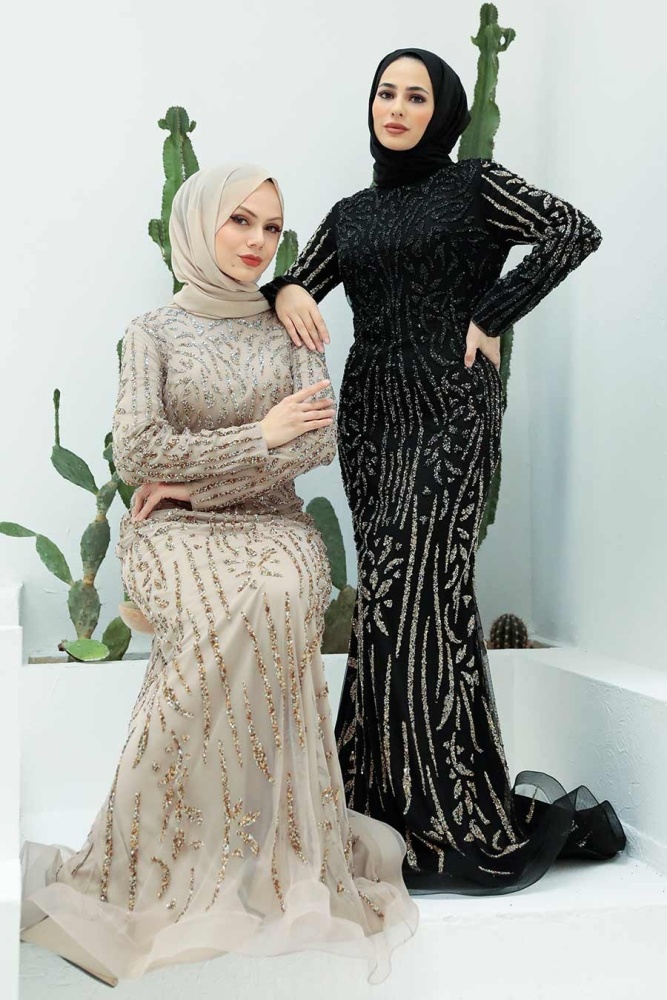 Tesettürlü Abiye Elbise - Vison Vêtements Islamiques Robe de Soirée 820V - 4