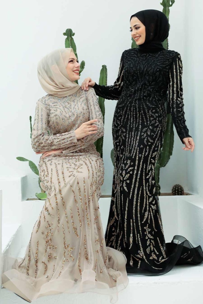 Tesettürlü Abiye Elbise - Vison Vêtements Islamiques Robe de Soirée 820V - 5