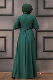 Tesettürlü Abiye Elbiseler - Yeşil Tesettür Abiye Elbise 22202Y - Thumbnail