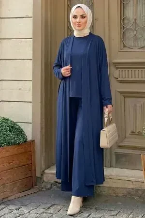 Three-Piece Navy Jersey Modest Set 1408L 