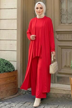 Three-Piece Red Jersey Modest Set 1408K 