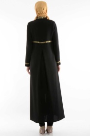 TRN Collection - Collar and Cuff Detailed Black Abaya - Thumbnail