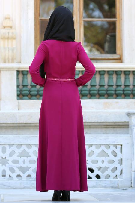 TRN Collection - Fuchsia Hijab Dress 622F - 3