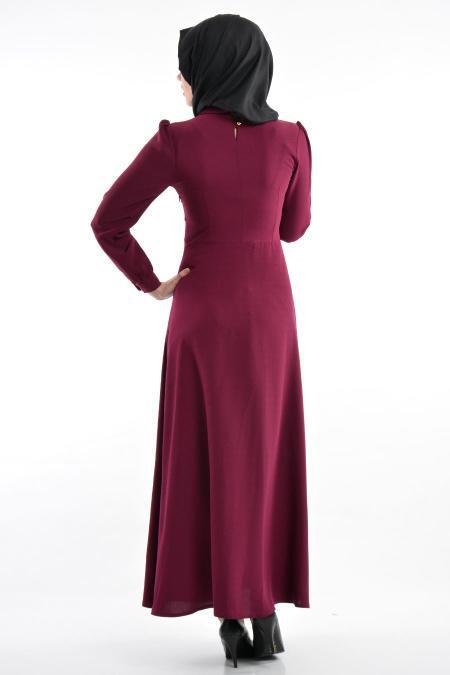 TRN Collection - Plum Color Hijab Dress 625MU - 3