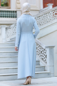 Tuay - Baby Blue Hijab Coat 7132BM - Thumbnail