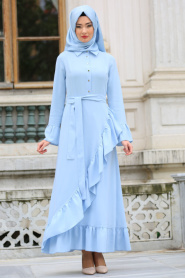 Tuay - Baby Blue Hijab Dress 2452BM - Thumbnail