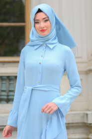 Tuay - Baby Blue Hijab Dress 2452BM - Thumbnail