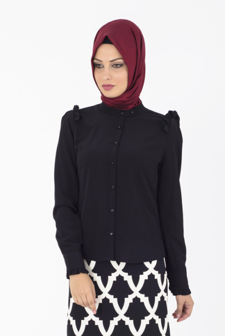 Tuay - Black Hijab Blouse 1782S