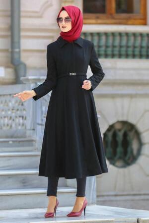 Tuay - Black Hijab Coat 70080S - 1