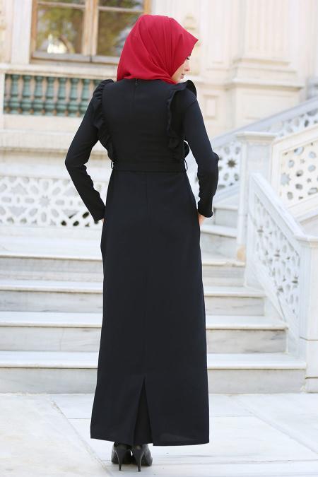 Tuay - Black Hijab Dress 7204S - 3