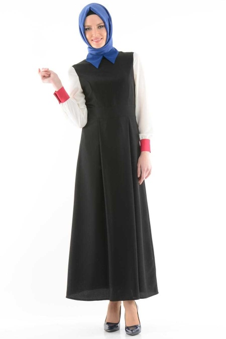 Tuay - Black-Sax Blue Hijab Vest 1661SSX