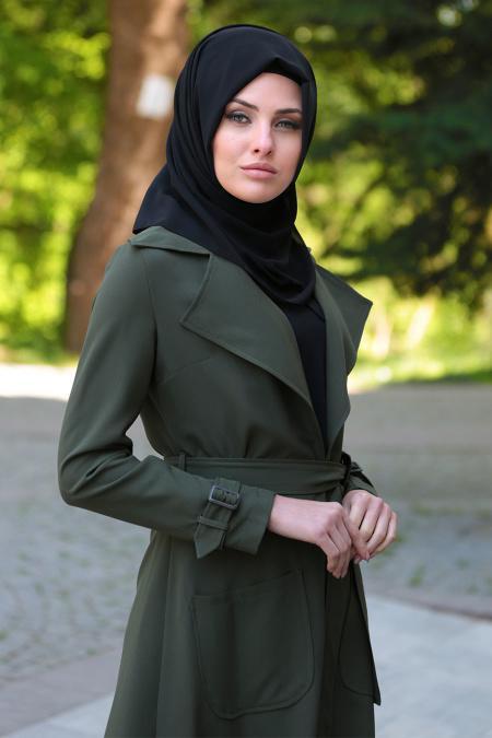 Nayla Collection - Cepli Haki Tesettür Kap 7132HK - 2