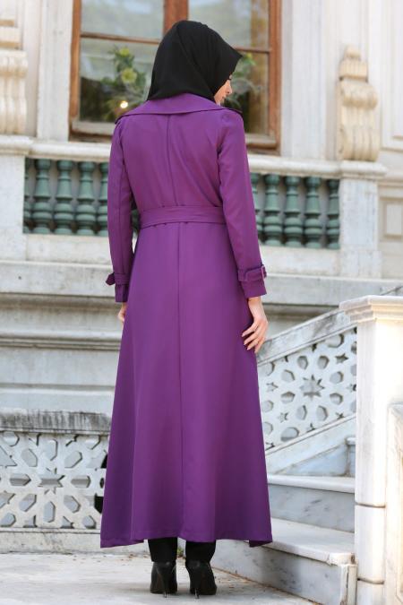 Nayla Collection - Cepli Mürdüm Tesettür Kap 7132MU - Cepli Haki Tesettür Kap 7132MOR - 3