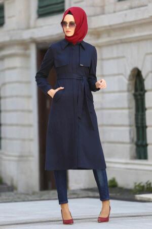 Tuay - Dark Blue Hijab Coat 2063KL - 1