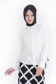 Tuay - Ecru Hijab Blouse 1782E - Thumbnail