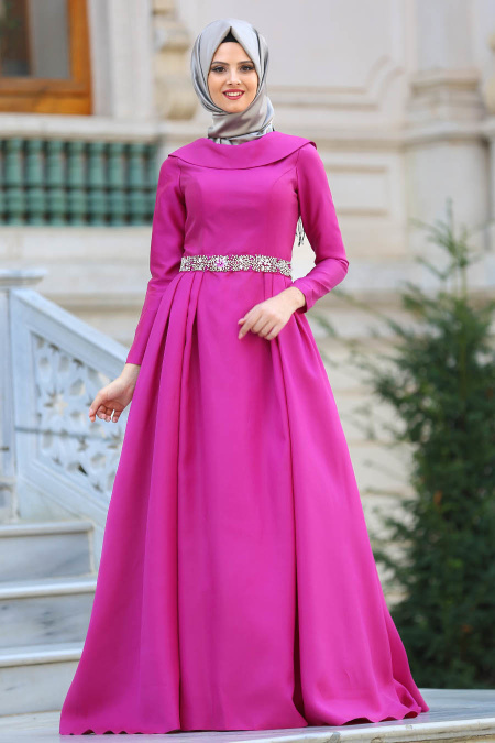 Tuay - Fuchsia Hijab Dress 2363F
