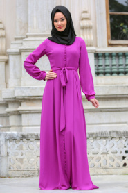 Tuay - Fuchsia Hijab Dress 2379F - Thumbnail