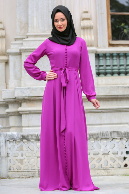 Tuay - Fuchsia Hijab Dress 2379F