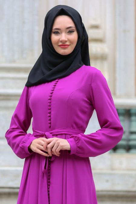 Tuay - Fuchsia Hijab Dress 2379F - 2