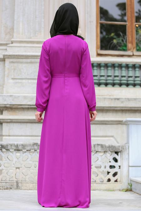 Tuay - Fuchsia Hijab Dress 2379F - 3