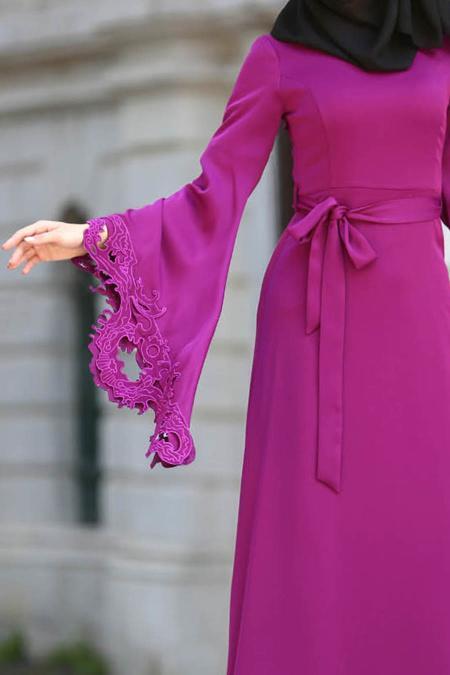 Tuay - Fuchsia Hijab evening Dress 2338F - 4