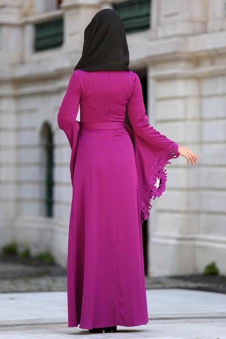 Tuay - Fuchsia Hijab evening Dress 2338F - 3