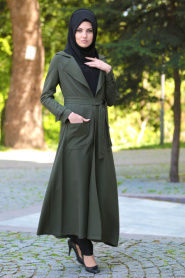 Tuay - Khaki Hijab Coat 7132HK - Thumbnail