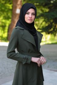 Tuay - Khaki Hijab Coat 7132HK - Thumbnail