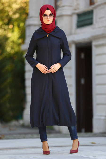 Tuay - Navy Blue Hijab Coat 2076L