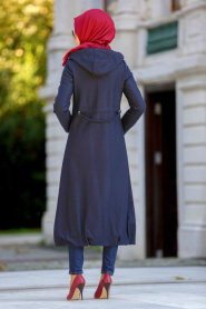 Tuay - Navy Blue Hijab Coat 2076L - Thumbnail
