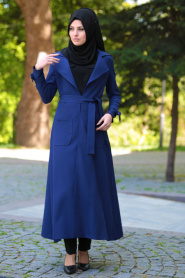 Tuay - Petrol Blue Hijab Coat 7132PM - Thumbnail