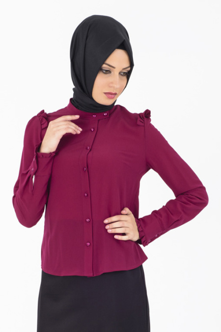 Tuay - Plum Color Hijab Blouse 1782MU
