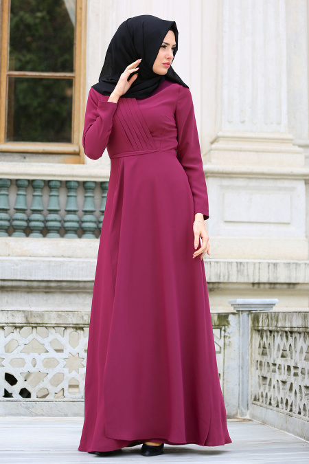 Tuay - Plum Color Hijab Dress 2334MU