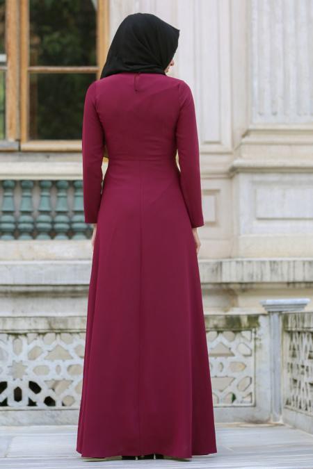 Tuay - Plum Color Hijab Dress 2334MU - 3